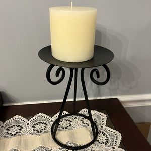10” candle holder with 4” pillar candle